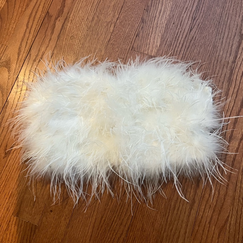 12th Tribe White Feathered Crop Top
